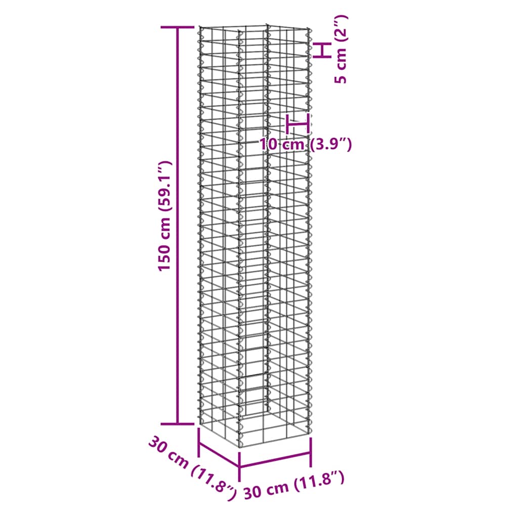 Gabionen-Hochbeete 4 Stk. 30x30x50/100/150/200 cm Eisen