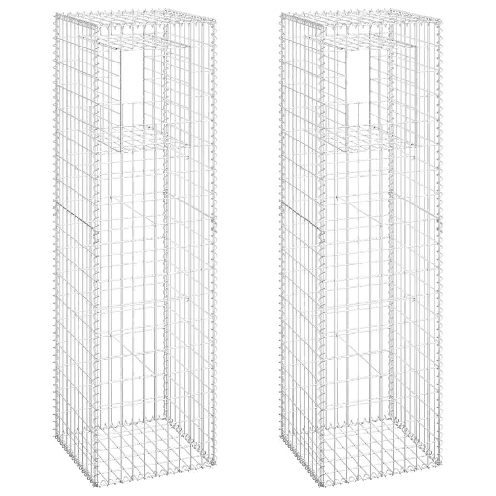 Gabionensäulen 2 Stk. 50x50x180 cm Eisen