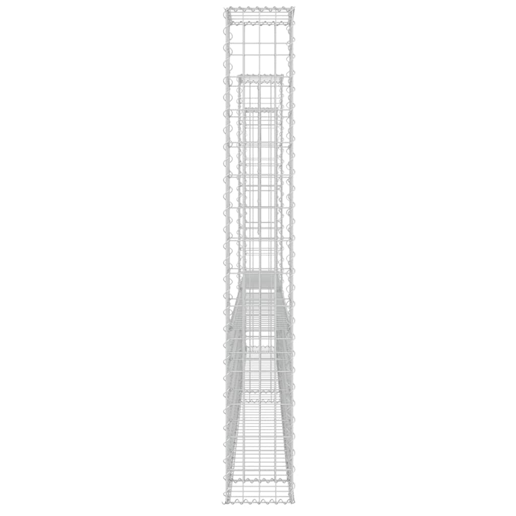 Gabionenkorb U-Form mit 3 Säulen Eisen 260x20x150 cm