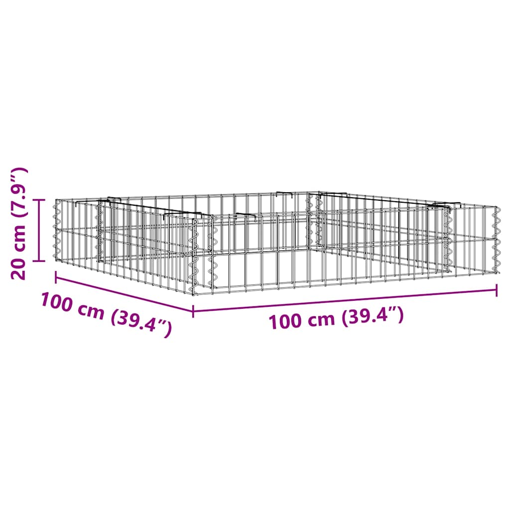 Gabionen-Hochbeet Verzinkter Stahl 100x100x20 cm