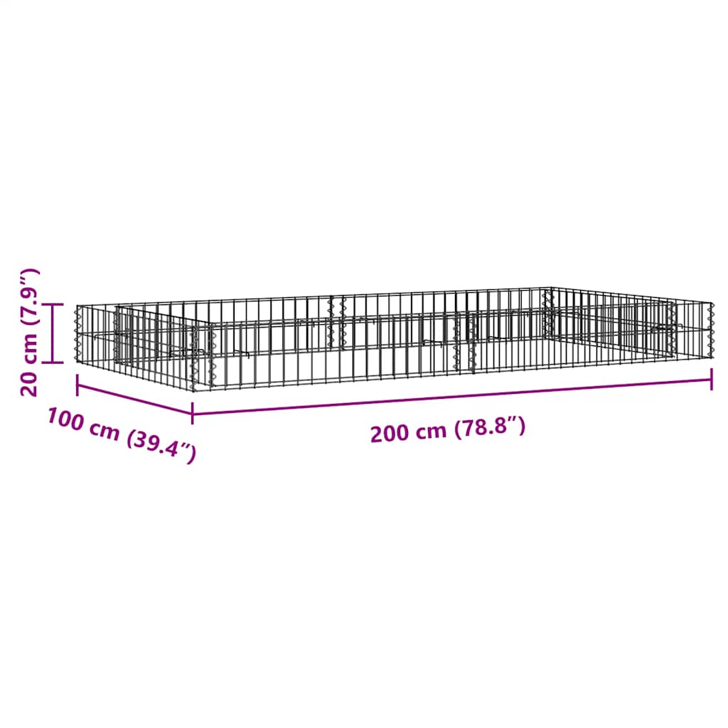 Gabionen-Hochbeet Verzinkter Stahl 200x100x20 cm