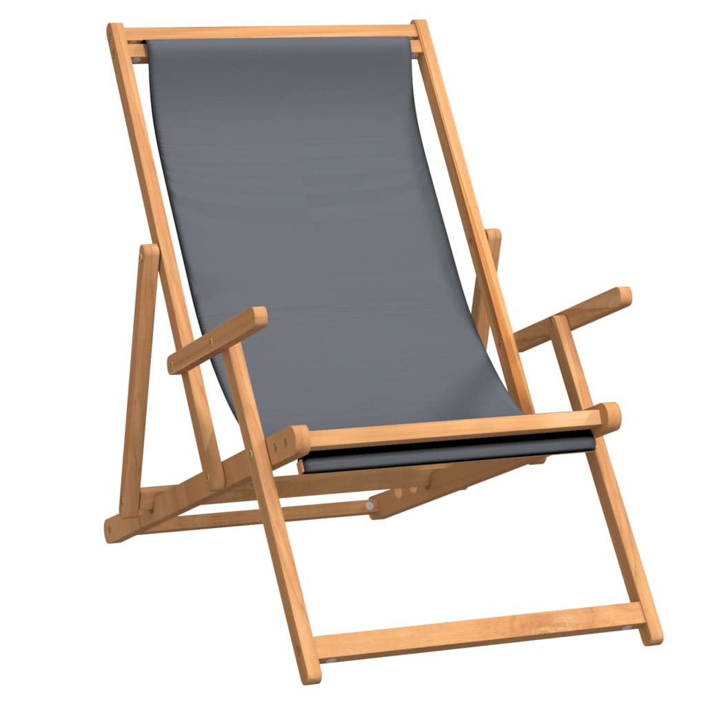 Klappstuhl aus Massivholz, Teak, Grau