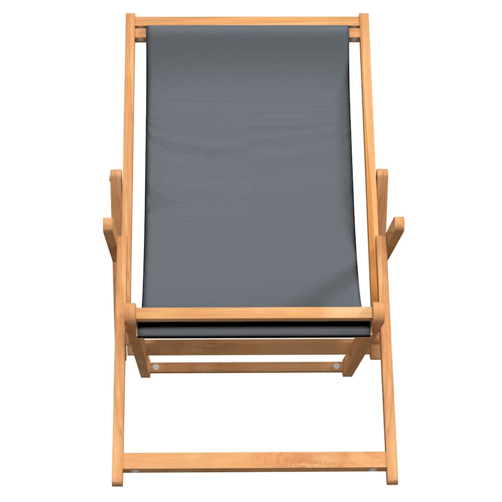 Klappstuhl aus Massivholz, Teak, Grau