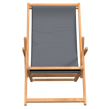 Klappstuhl aus Massivholz, Teak, Grau
