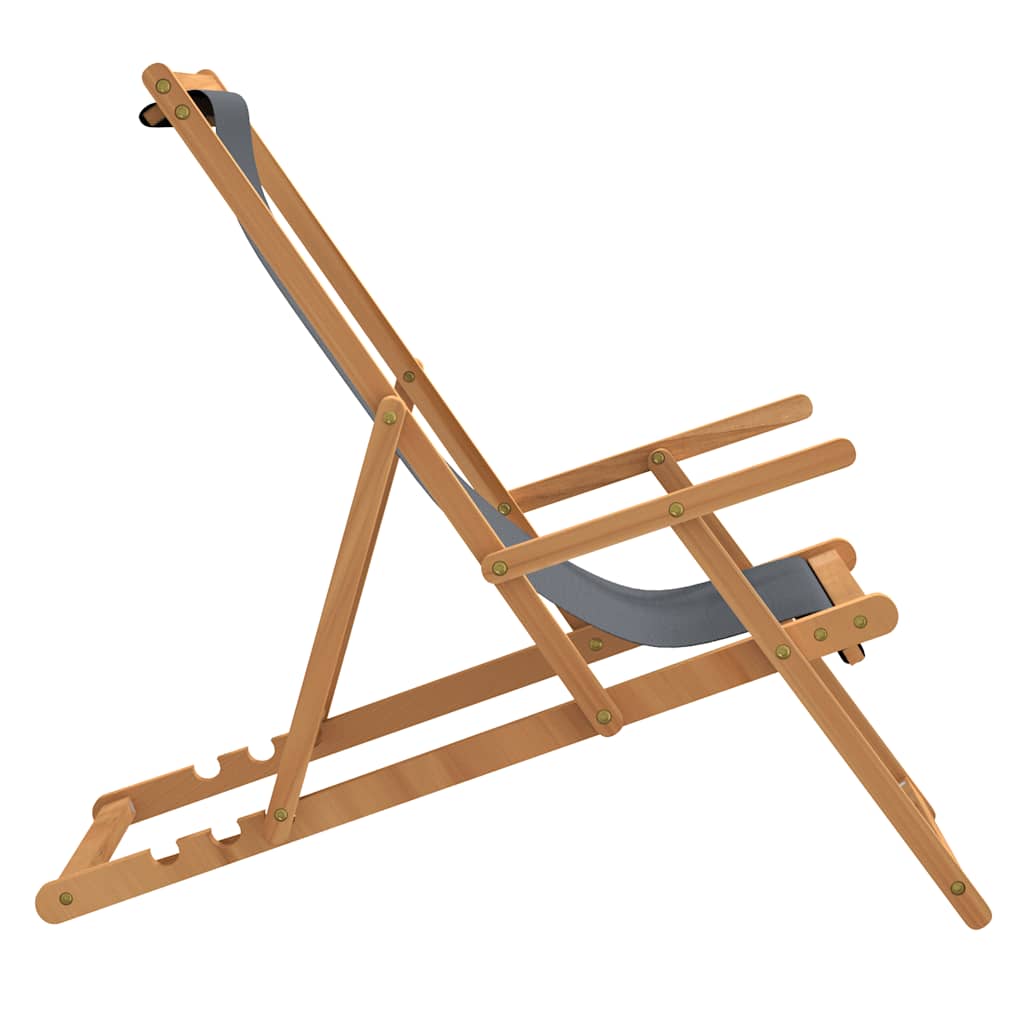 Klappstuhl aus Massivholz, Teak, Grau
