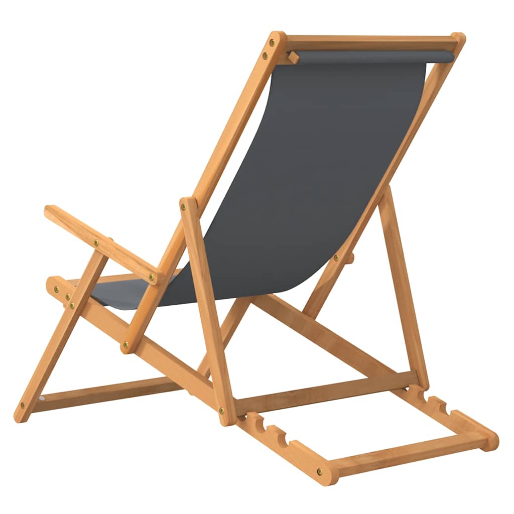 Klappstuhl aus Massivholz, Teak, Grau