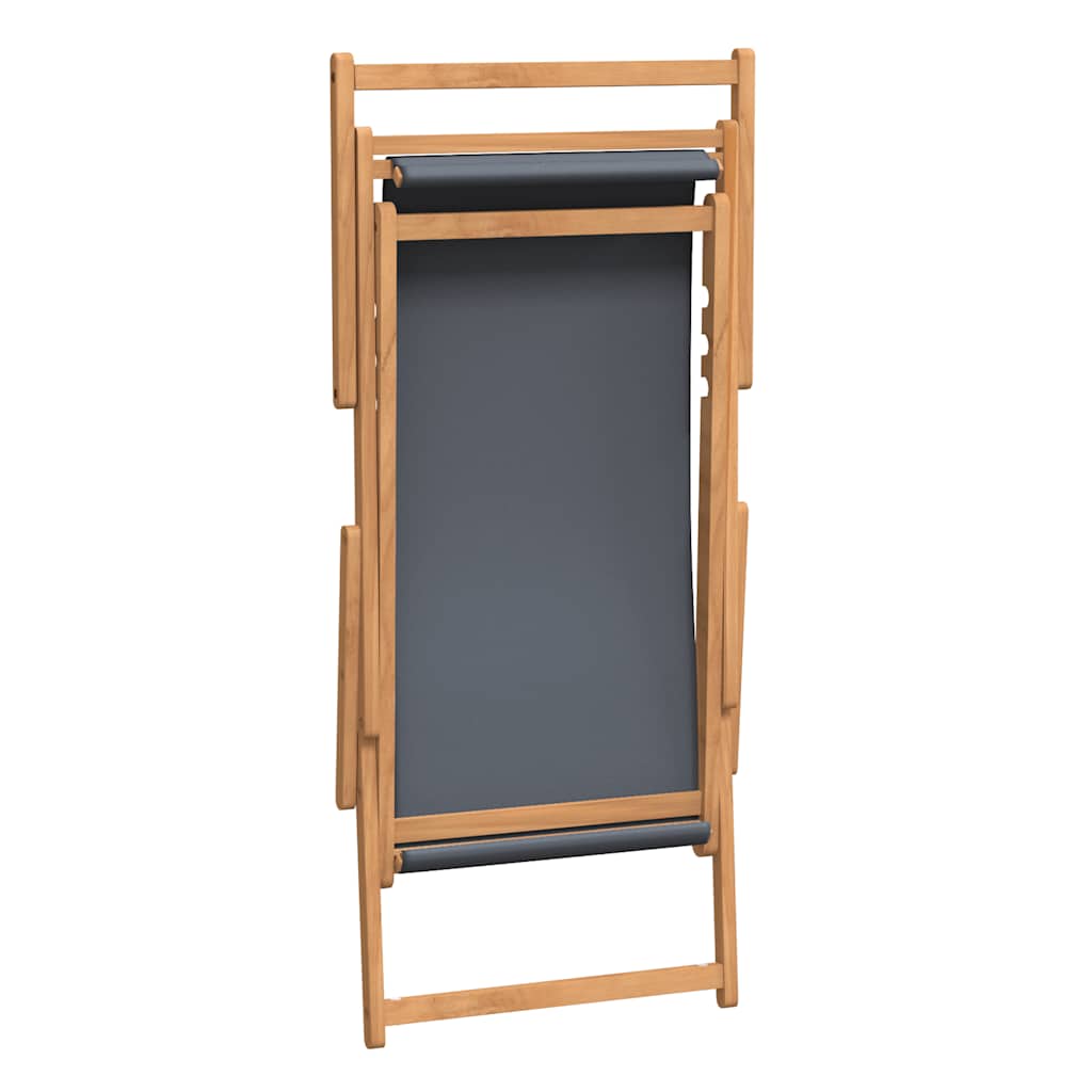 Klappstuhl aus Massivholz, Teak, Grau