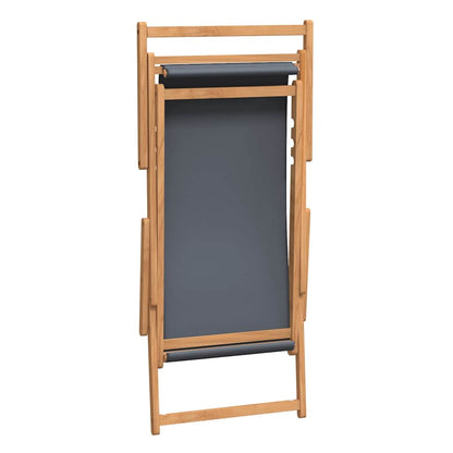 Klappstuhl aus Massivholz, Teak, Grau