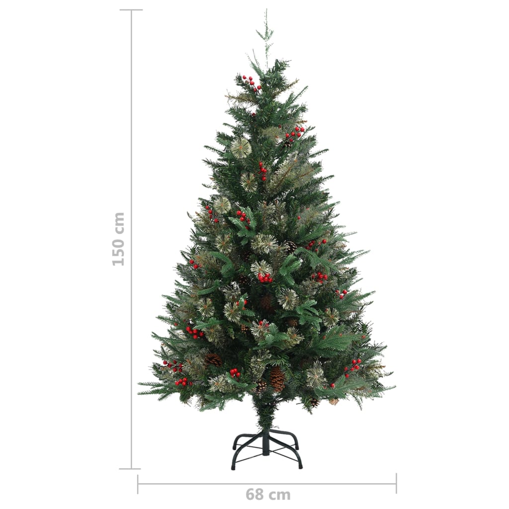 Weihnachtsbaum mit Zapfen Grün 150 cm PVC & PE