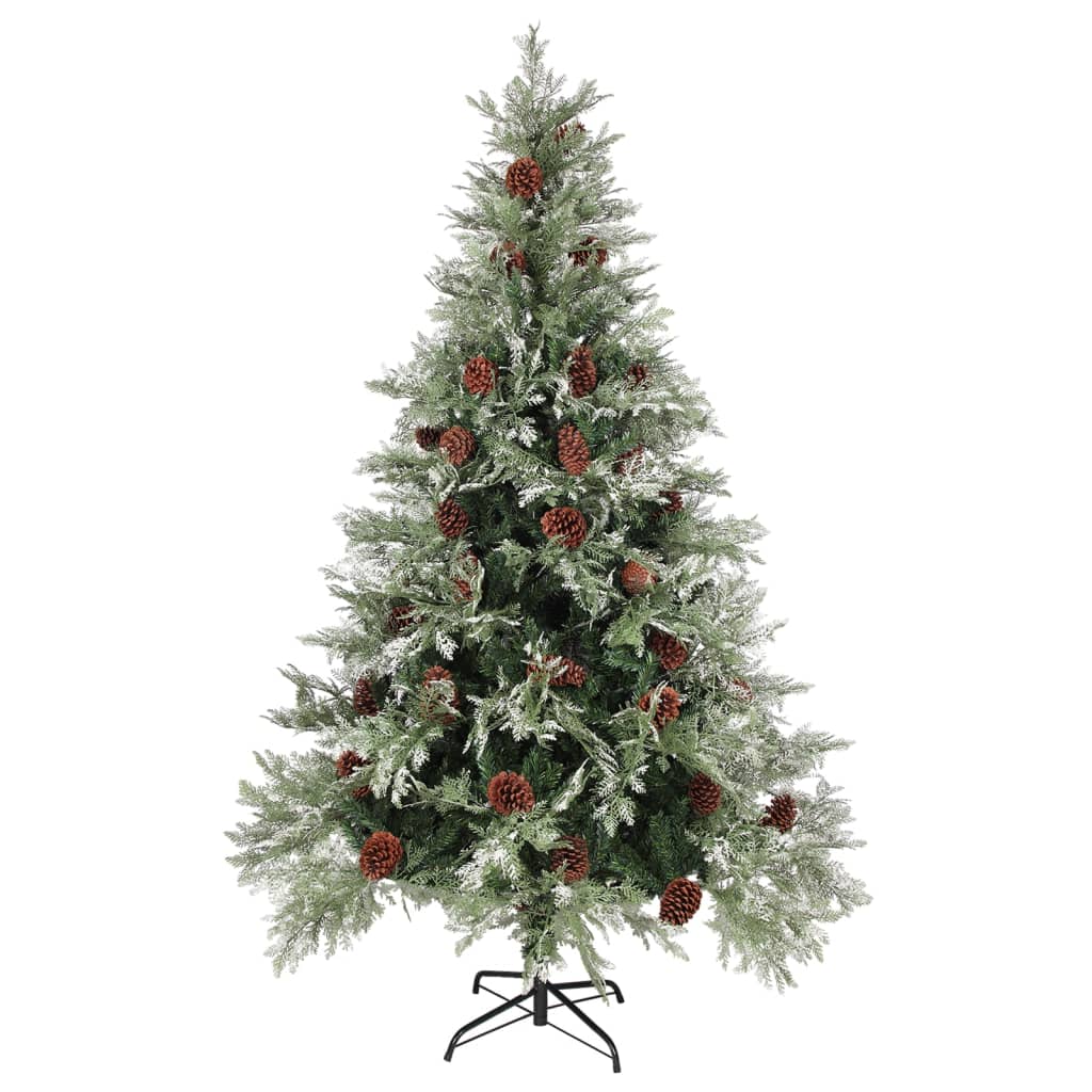 Weihnachtsbaum mit Zapfen Grün und Weiß 120 cm PVC & PE