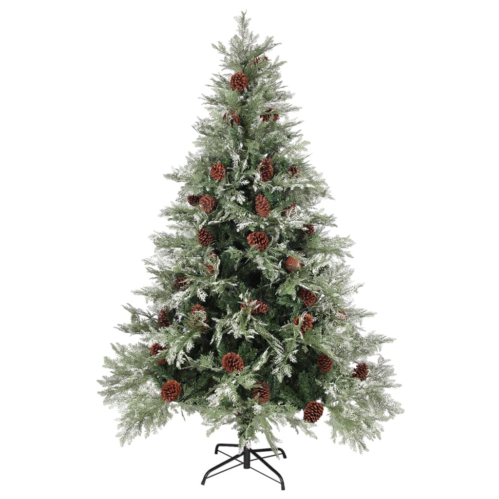 Weihnachtsbaum mit Zapfen Grün und Weiß 150 cm PVC & PE