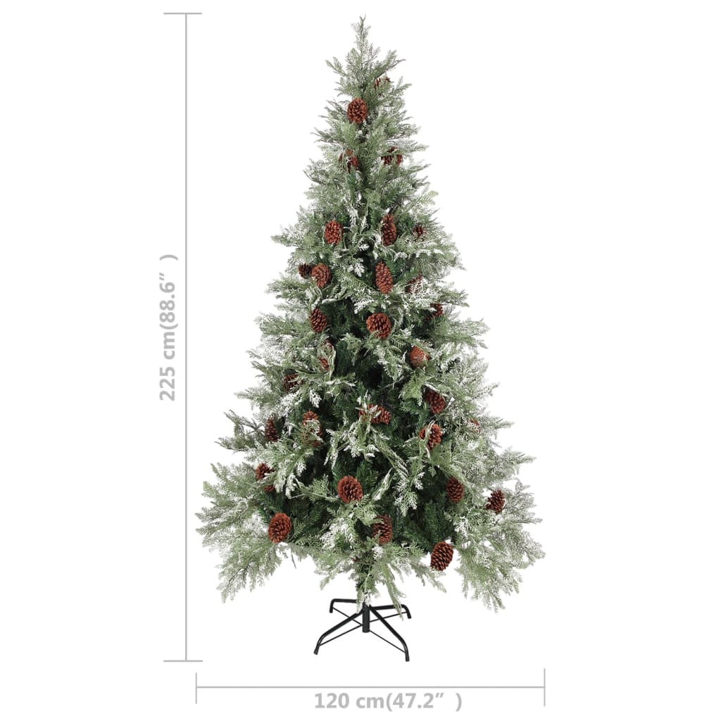 Weihnachtsbaum mit Zapfen Grün und Weiß 225 cm PVC & PE