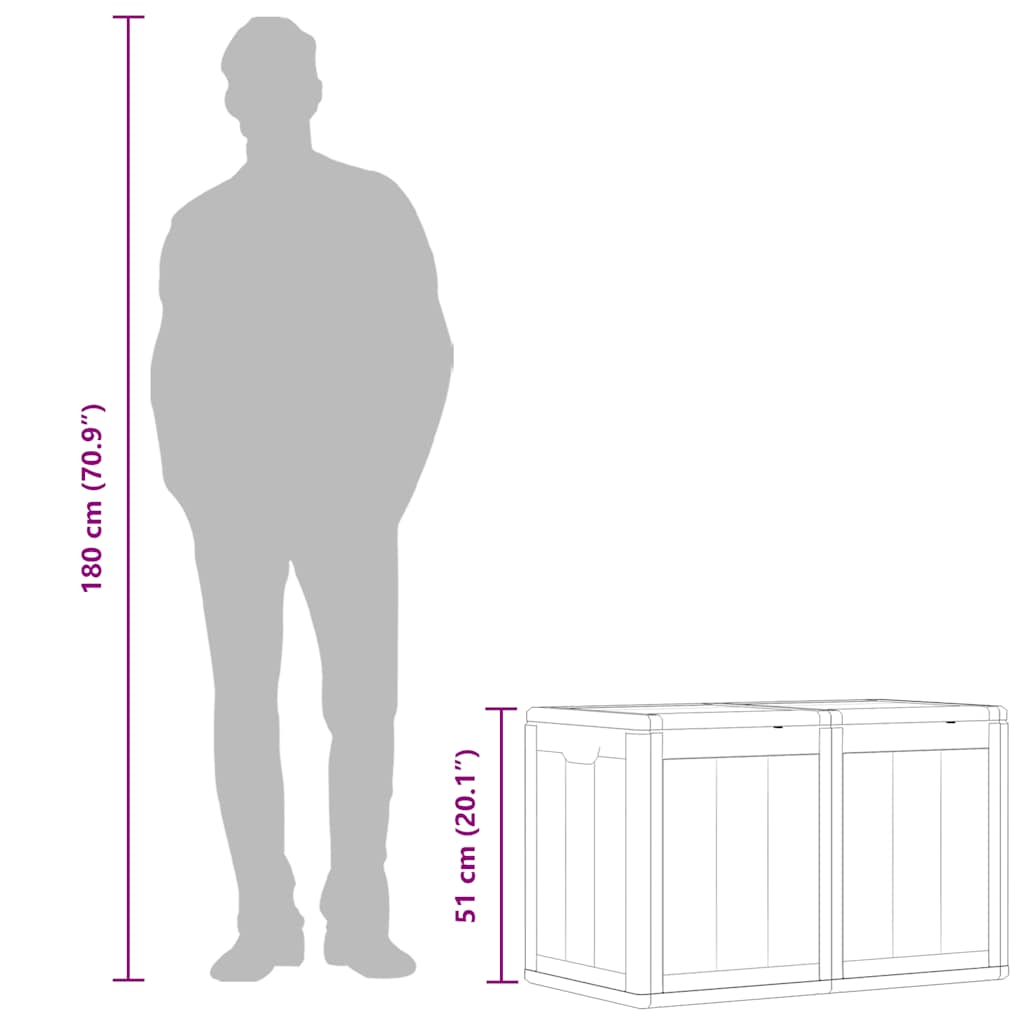 Garten-Aufbewahrungsbox 180 L Braun PP-Holzoptik