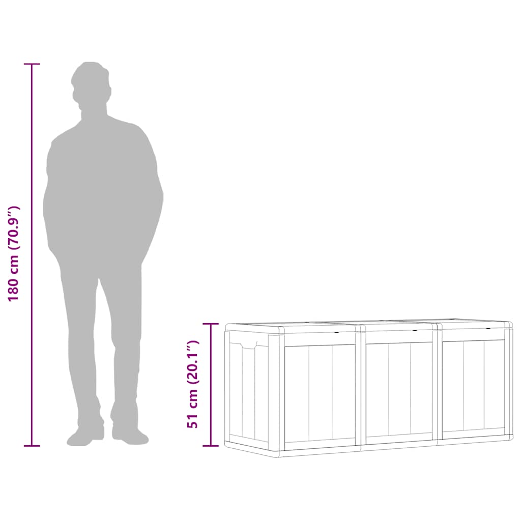 Garten-Aufbewahrungsbox 270 L Braun PP-Holzoptik