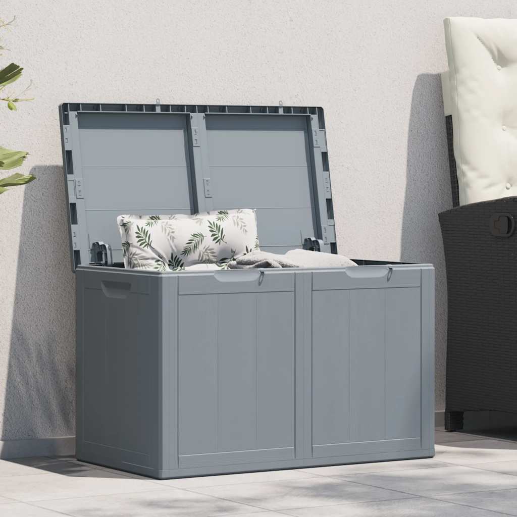 Garten-Aufbewahrungsbox 180 L Grau PP-Holzoptik