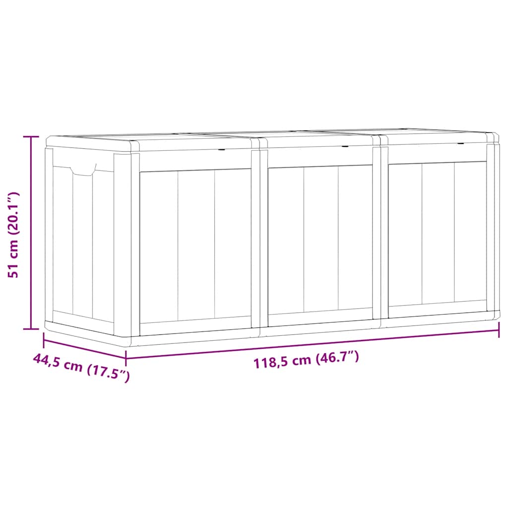 Garten-Aufbewahrungsbox 270 L Grau PP-Holzoptik