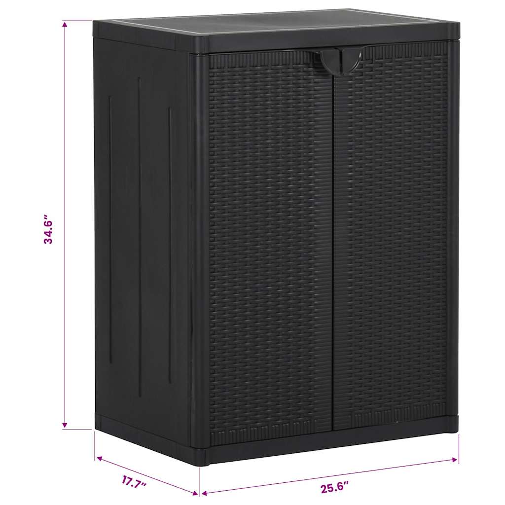 Gartenschrank Schwarz 65x45x88 cm PP Rattan-Optik