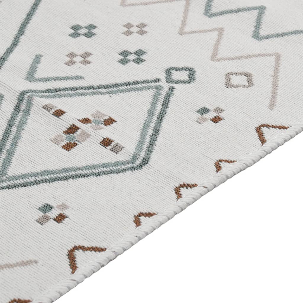 Teppich Beige und Blau 80x150 cm Baumwolle