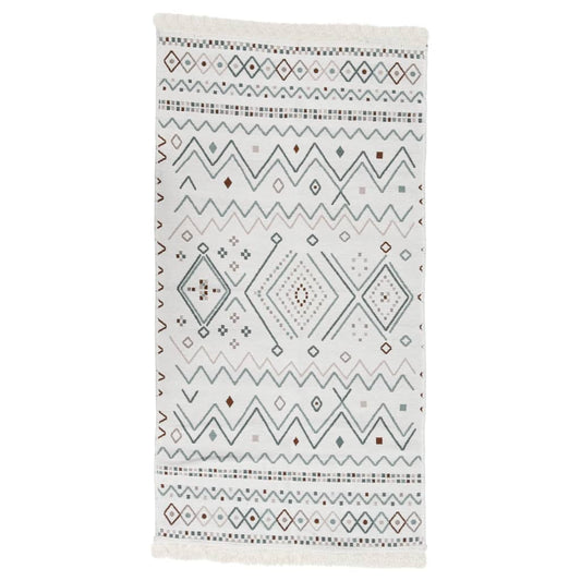 Teppich Beige und Blau 80x300 cm Baumwolle