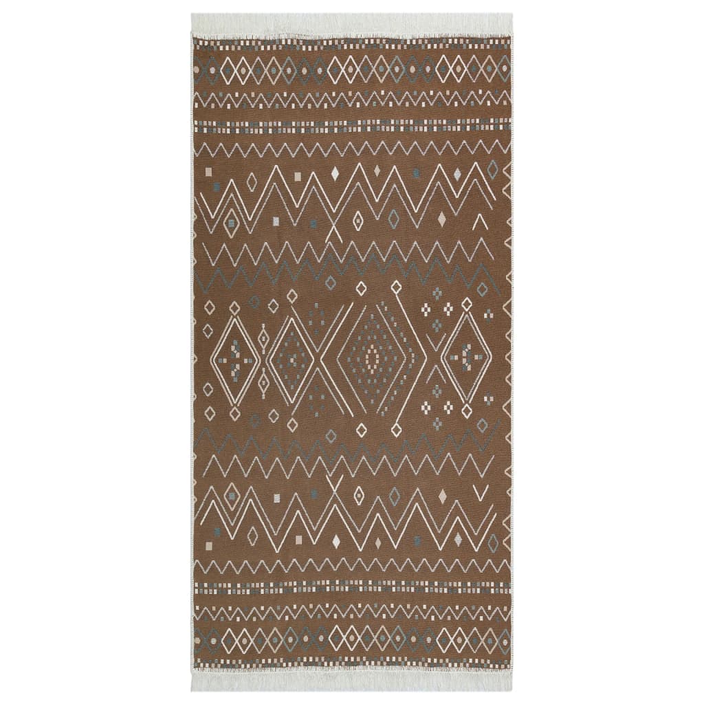 Teppich Beige und Blau 100x200 cm Baumwolle