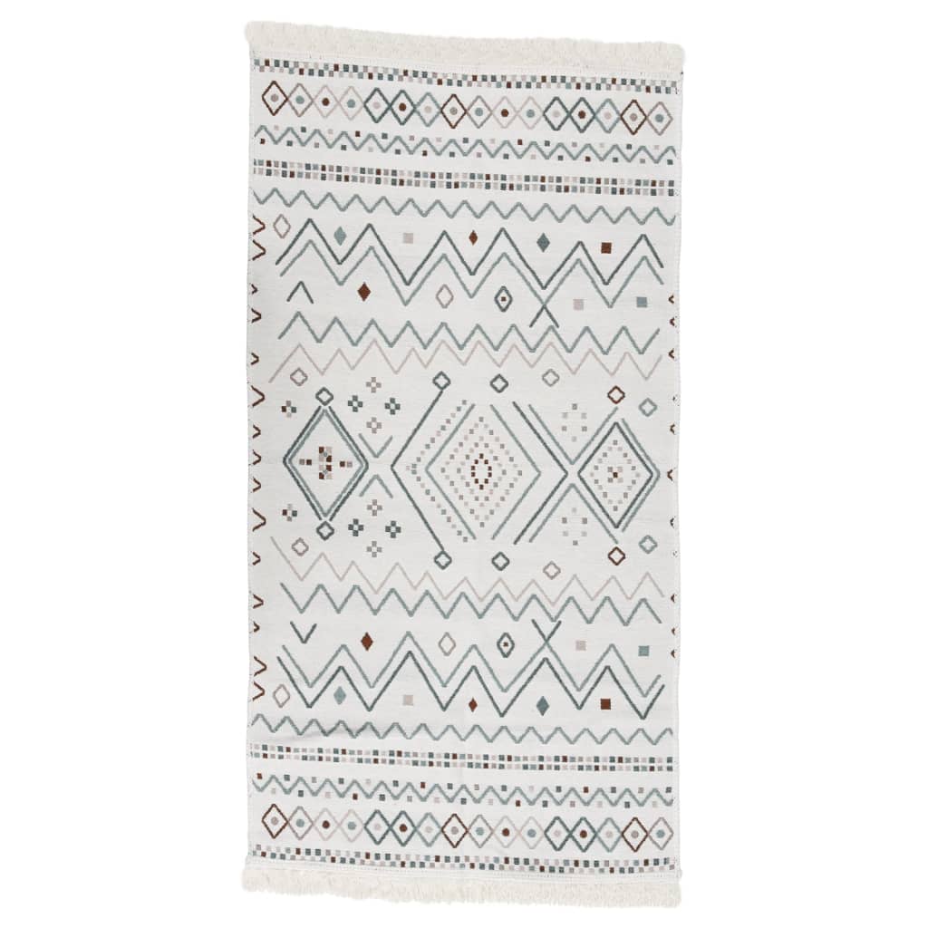 Teppich Beige und Blau 100x300 cm Baumwolle