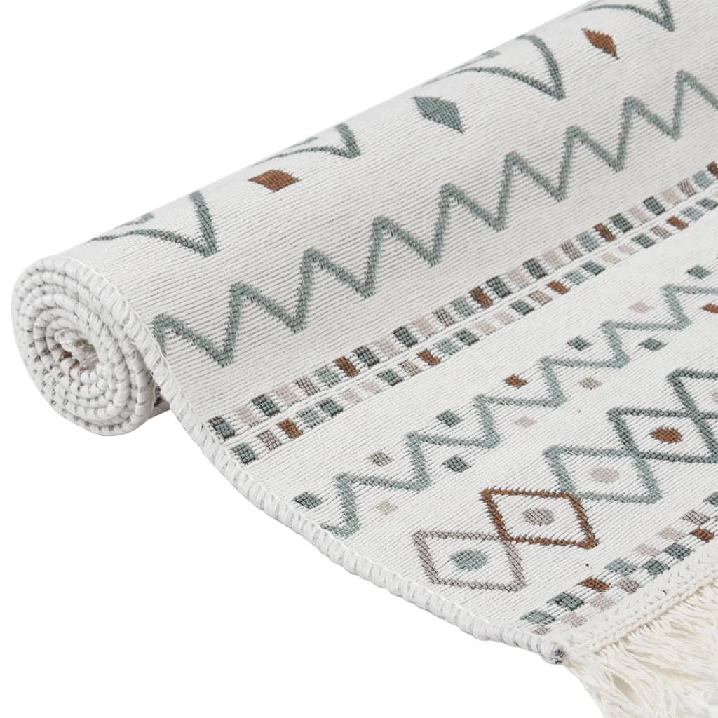 Teppich Beige und Blau 100x300 cm Baumwolle