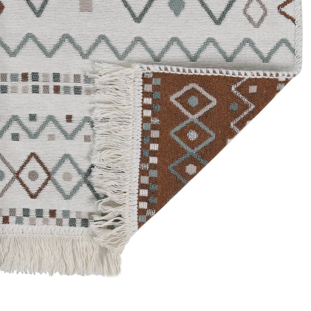Teppich Beige und Blau 160x230 cm Baumwolle