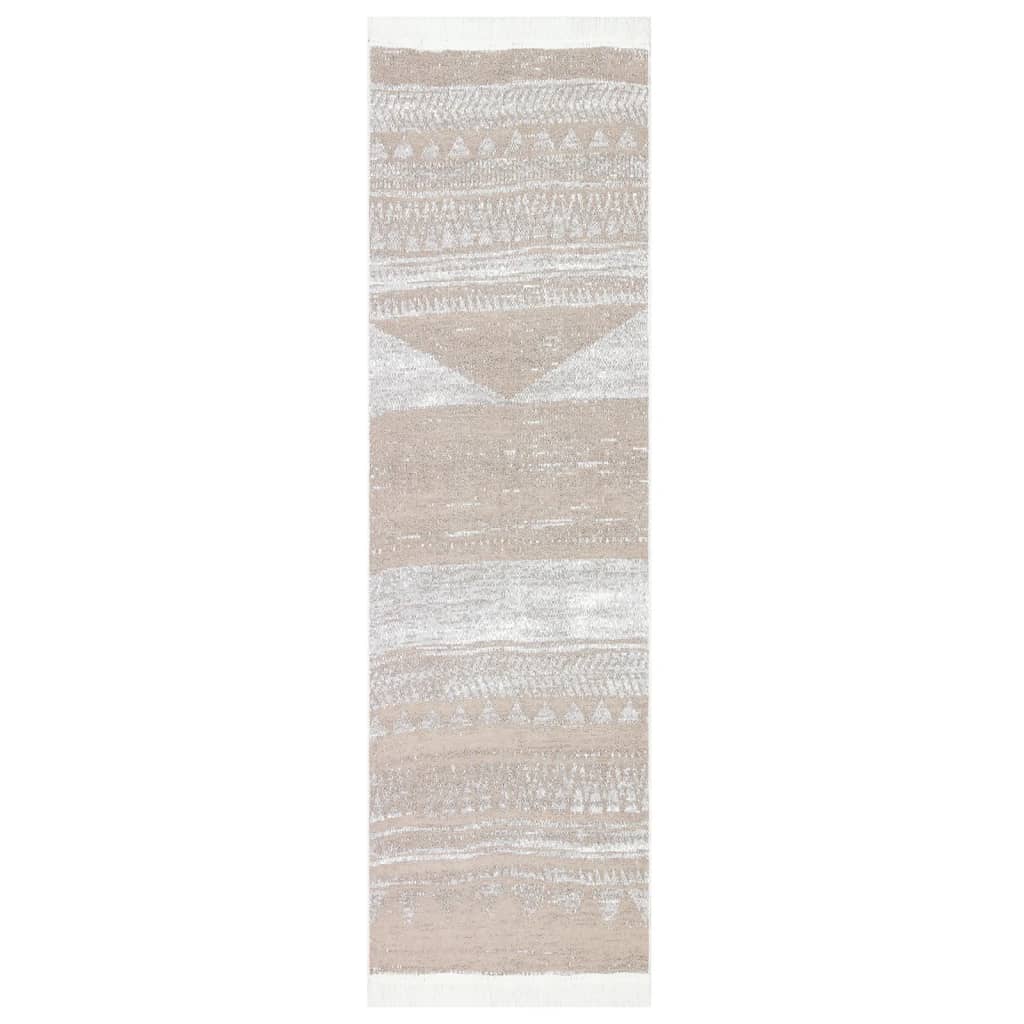 Teppich Beige 80x300 cm Baumwolle