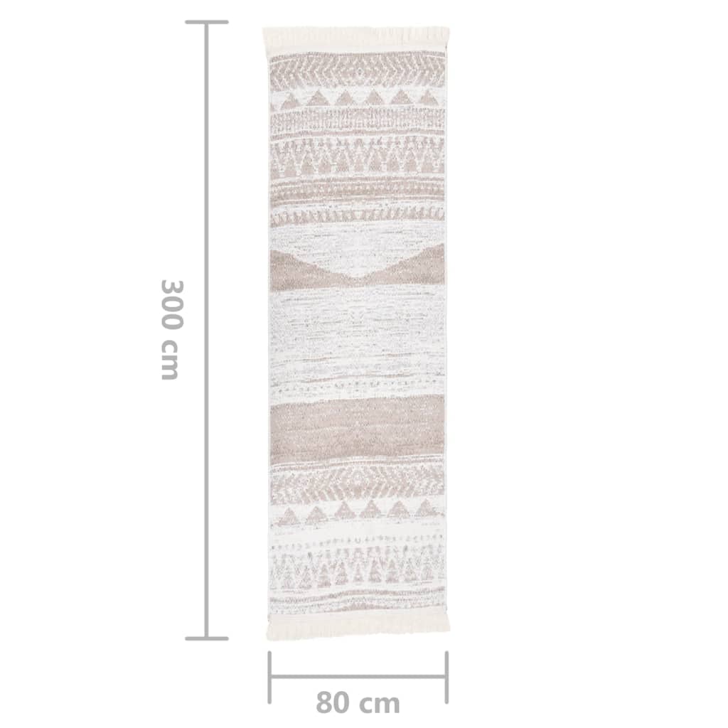 Teppich Beige 80x300 cm Baumwolle