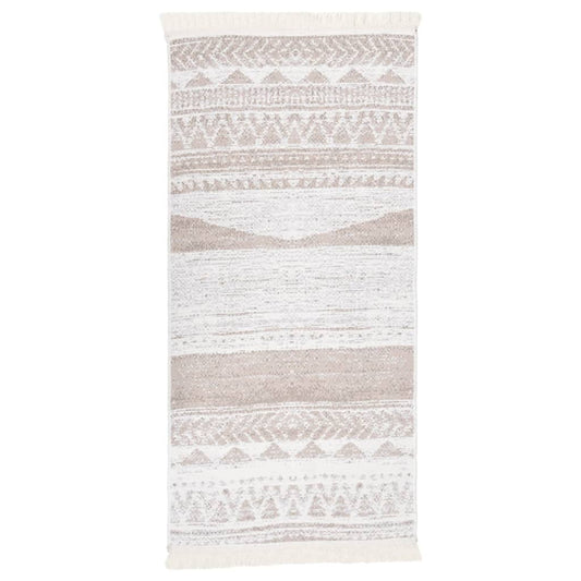 Teppich Beige 100x200 cm Baumwolle