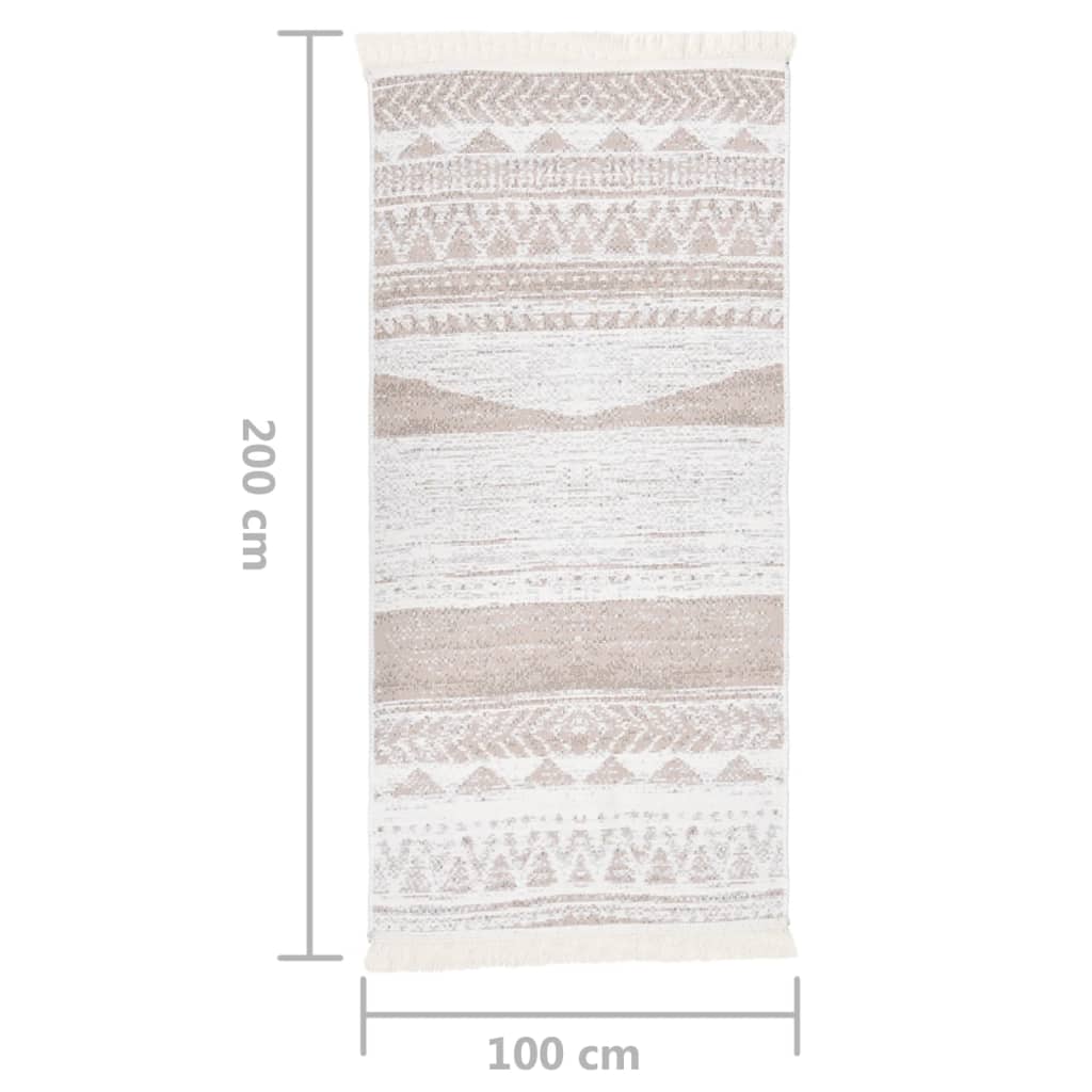 Teppich Beige 100x200 cm Baumwolle