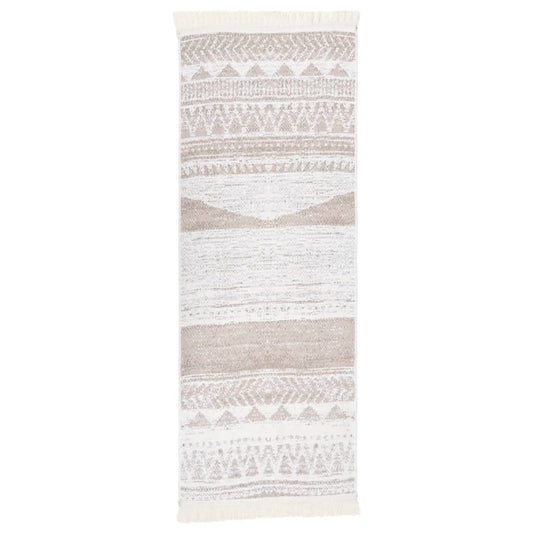 Teppich Beige 100x300 cm Baumwolle