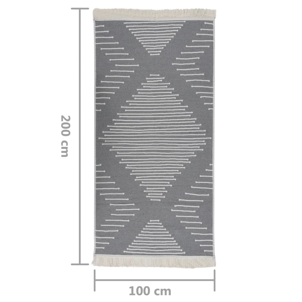 Teppich Dunkelgrau 100x200 cm Baumwolle