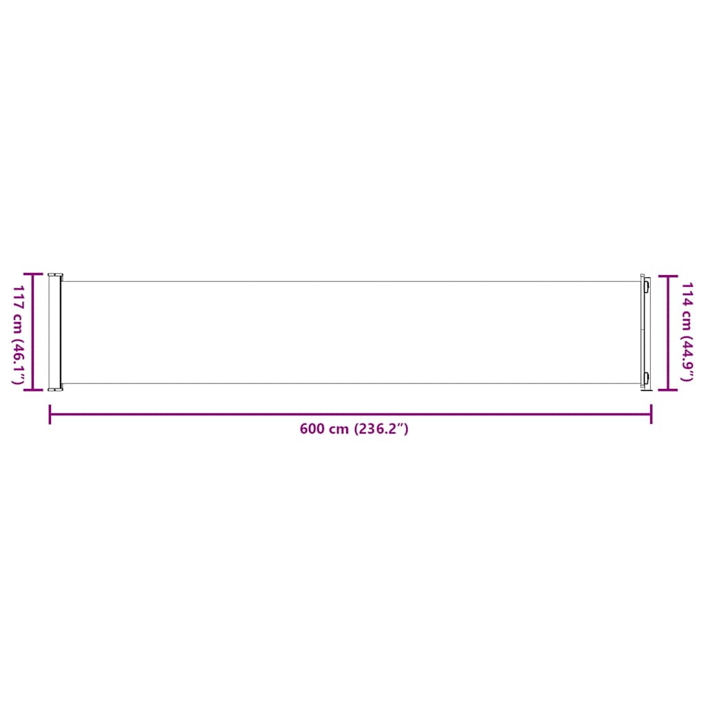 Seitenmarkise Ausziehbar 117x614 cm Braun