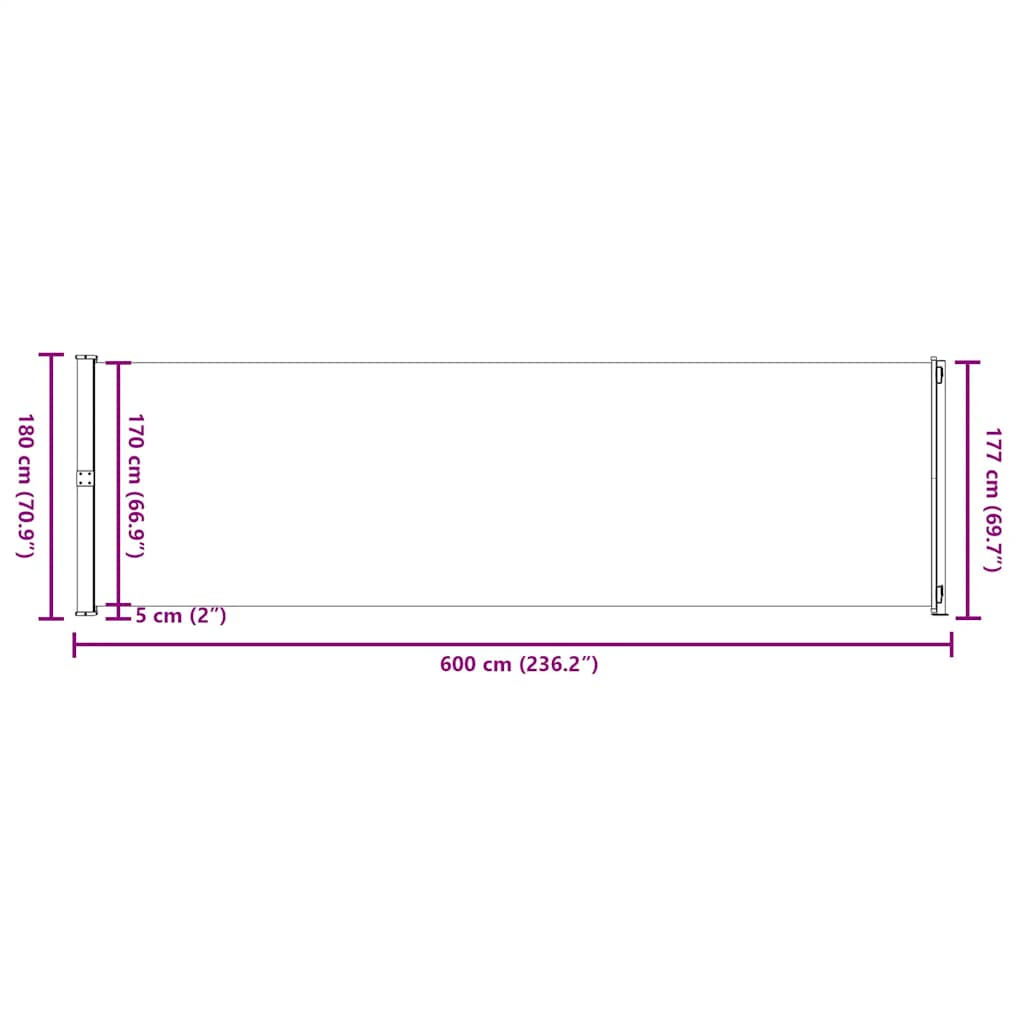 Seitenmarkise Ausziehbar 180x600 cm Creme