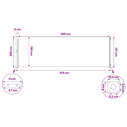 Seitenmarkise Ausziehbar 200x614 cm Braun