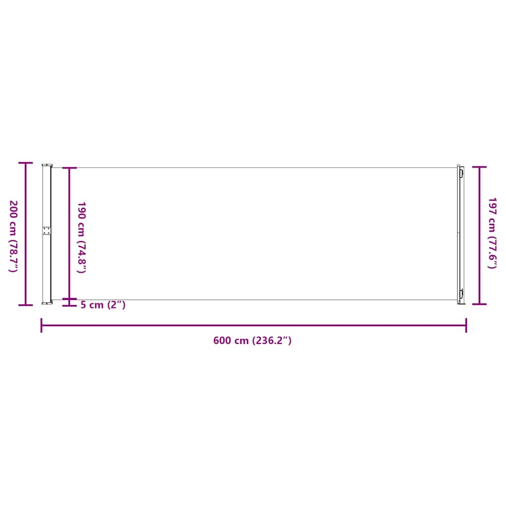 Seitenmarkise Ausziehbar 200x614 cm Braun