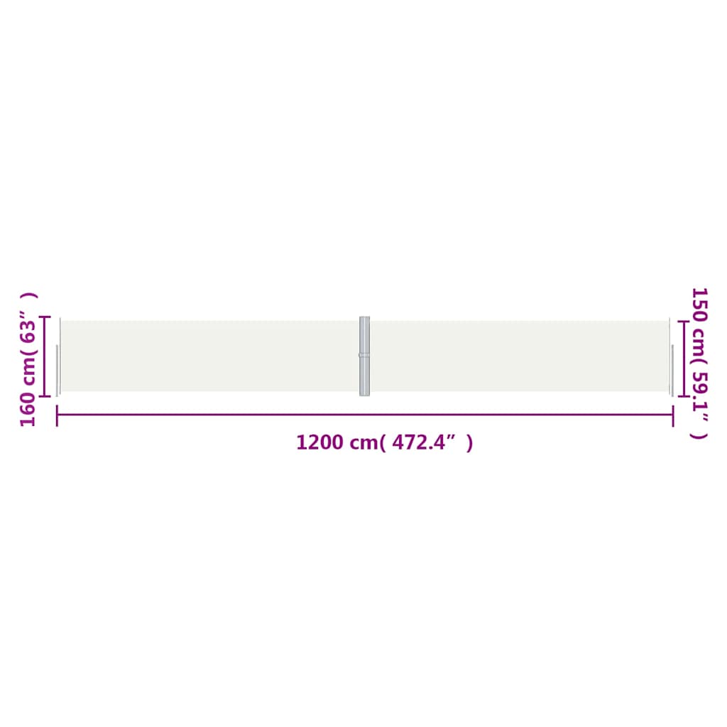 Seitenmarkise Ausziehbar Creme 160x1200 cm