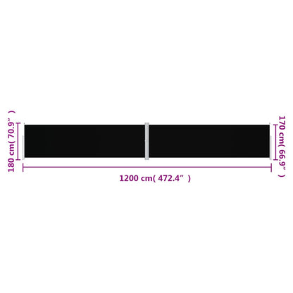 Seitenmarkise Ausziehbar Schwarz 180x1200 cm