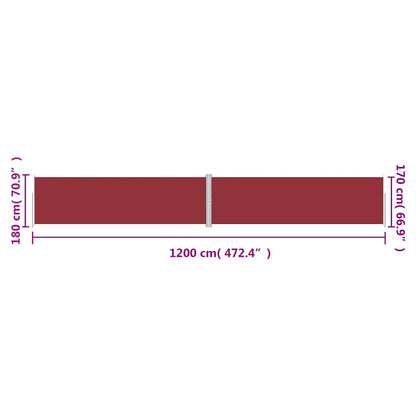 Seitenmarkise Ausziehbar Rot 180x1200 cm