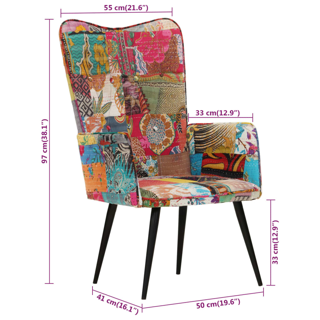 Ohrensessel Patchwork Mehrfarbig Canvas