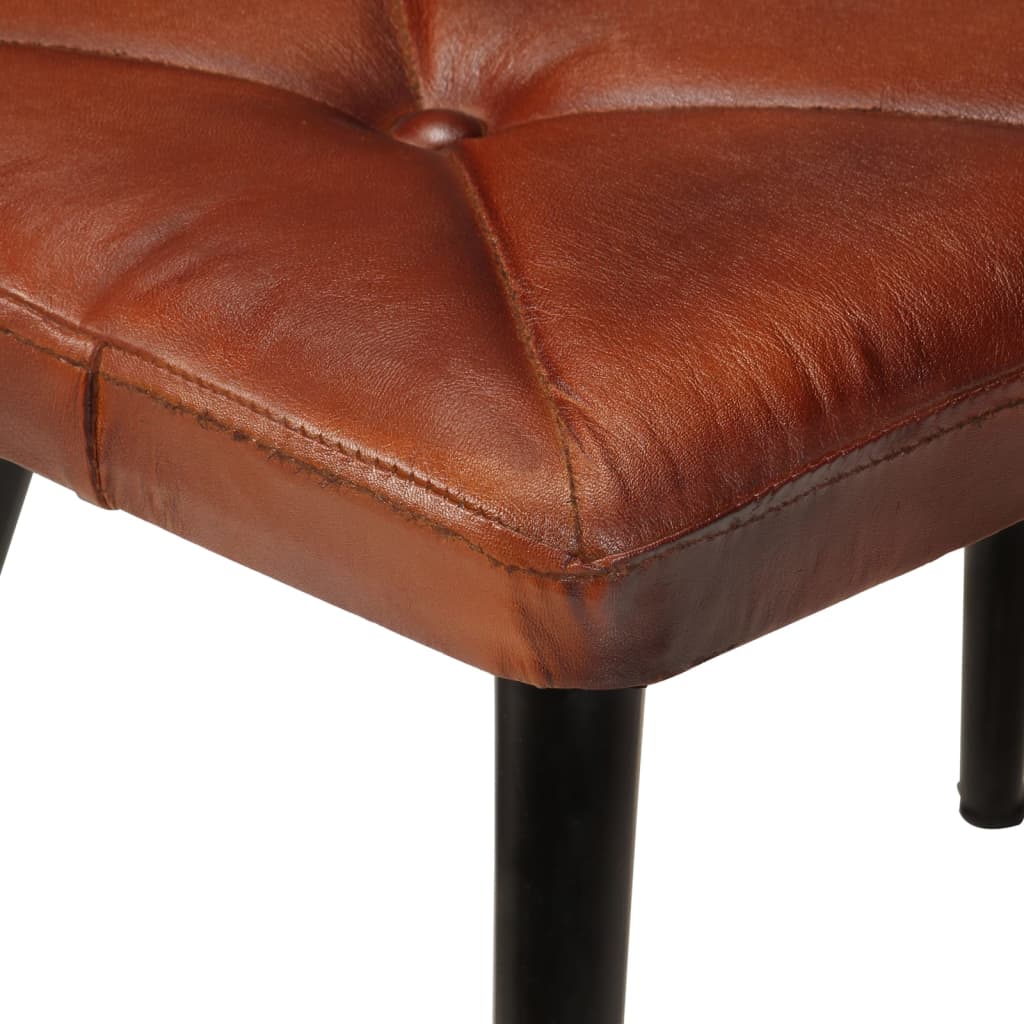 Ohrensessel mit Hocker Braun Echtleder