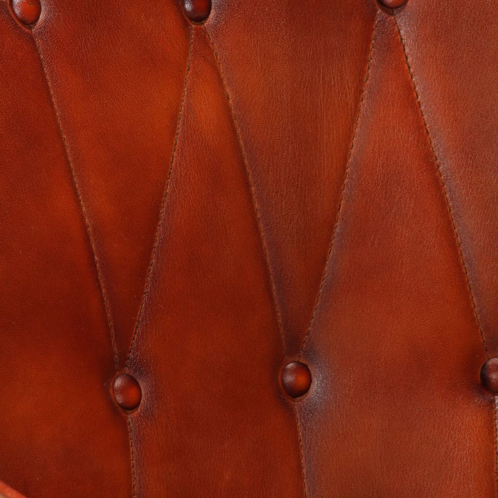Ohrensessel mit Hocker Braun Echtleder