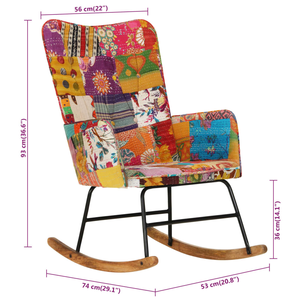 Schaukelsessel Mehrfarbig Patchwork Canvas