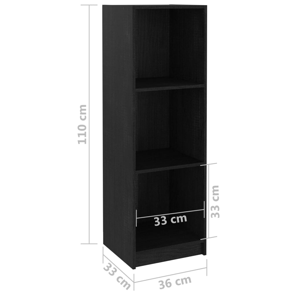 Bookshelf/Room Divider Black 36x33x110 cm Solid Pine
