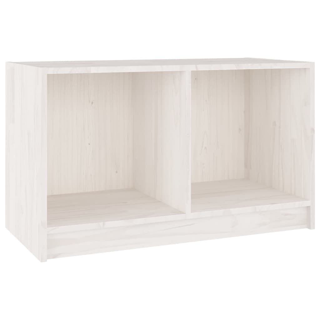 Meuble TV blanc 70x33x42 cm en bois de pin massif