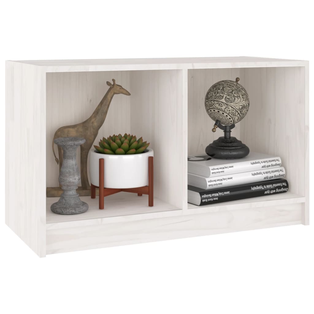 Meuble TV blanc 70x33x42 cm en bois de pin massif
