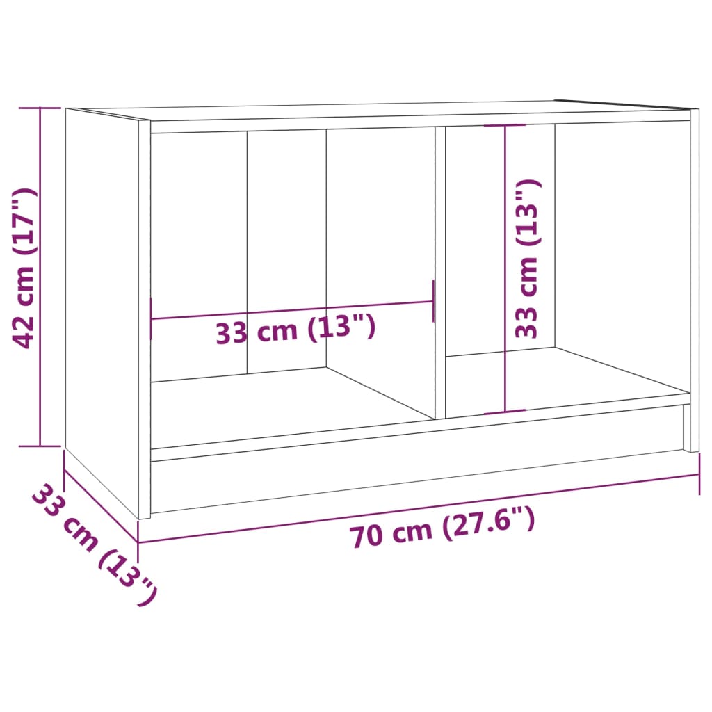 Meuble TV blanc 70x33x42 cm en bois de pin massif