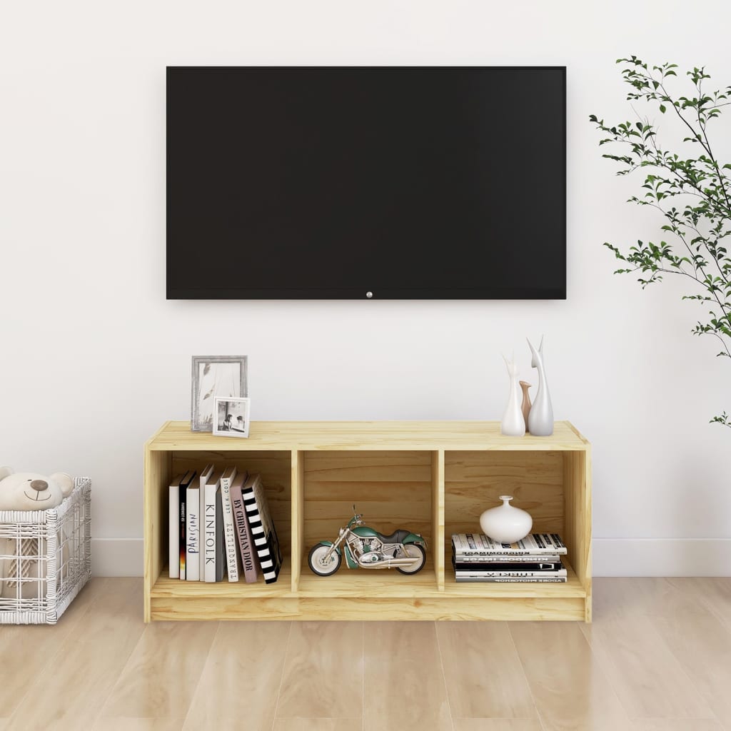 Meuble TV 104x33x41 cm en bois de pin massif