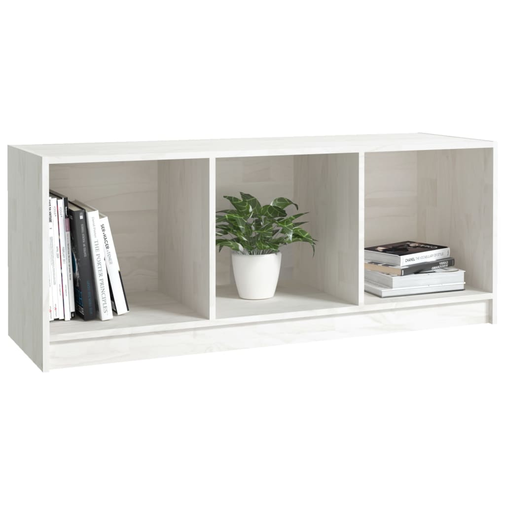 Meuble TV blanc 104x33x41 cm en bois de pin massif